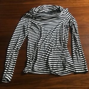 H&M Striped Cowl Neck B&W Shirt